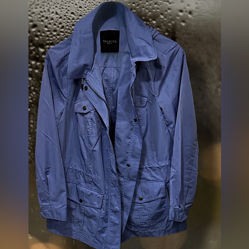 Talbots Woman 1X Periwinkle Hooded Utility Rain Jacket ( Mint Condition)